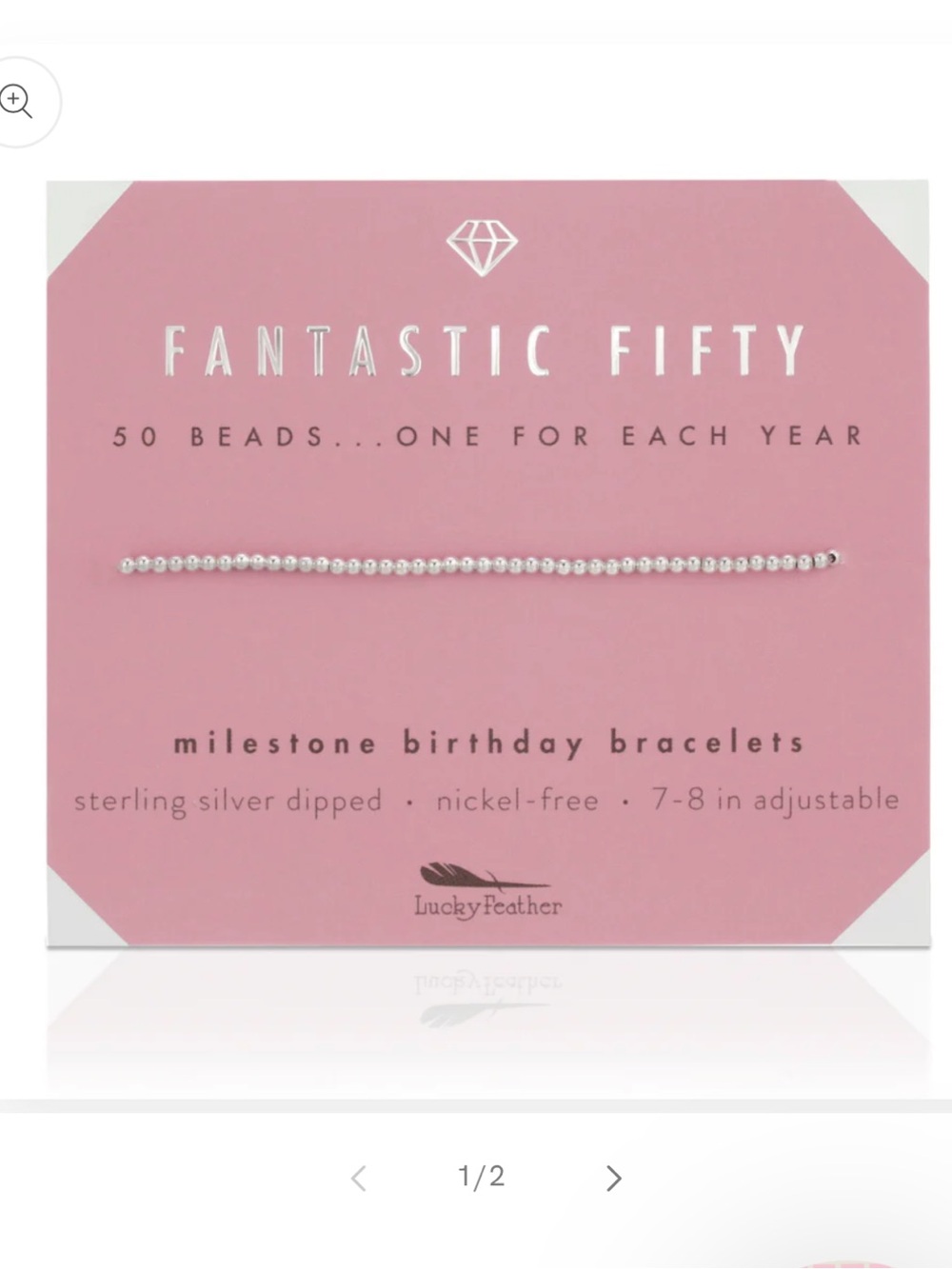 Fantastic Fifty Sterling Silver Milestone Bracelet by Lucky Feather, NWT
